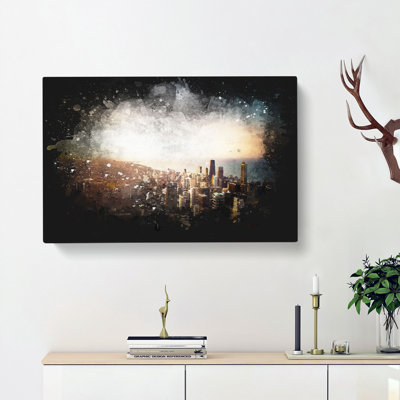 High Over The Chicago Skyline - Wrapped Canvas Painting