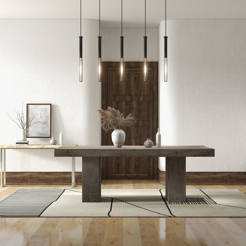 Table de salle à manger Kareen, Gris foncé, Table de comptoir (hauteur de 36,25 po), L 95 po x l 47 po
