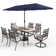 Bjartmar Rectangular 6 - Person 60'' Long Dining Set With Cushions And Umbrella