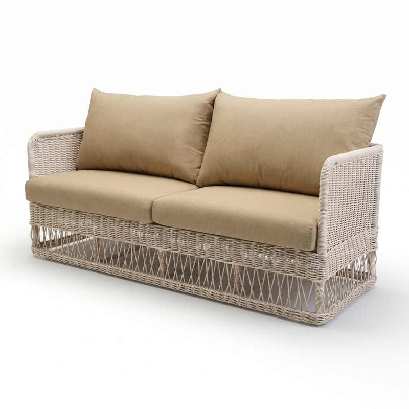 Destin Pebble 4-Piece Sunbrella® Outdoor Patio Seating Set - Canvas Beige, Canvas Beige, White