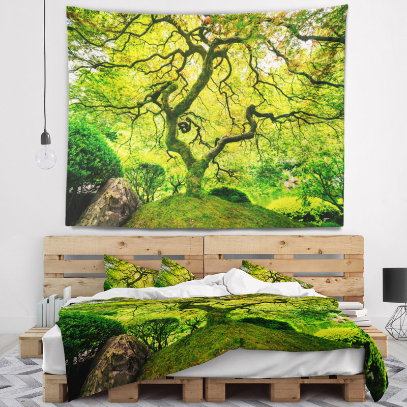 Photographie incroyable tapisserie d'arbre vert, H 50 po x l 60 po