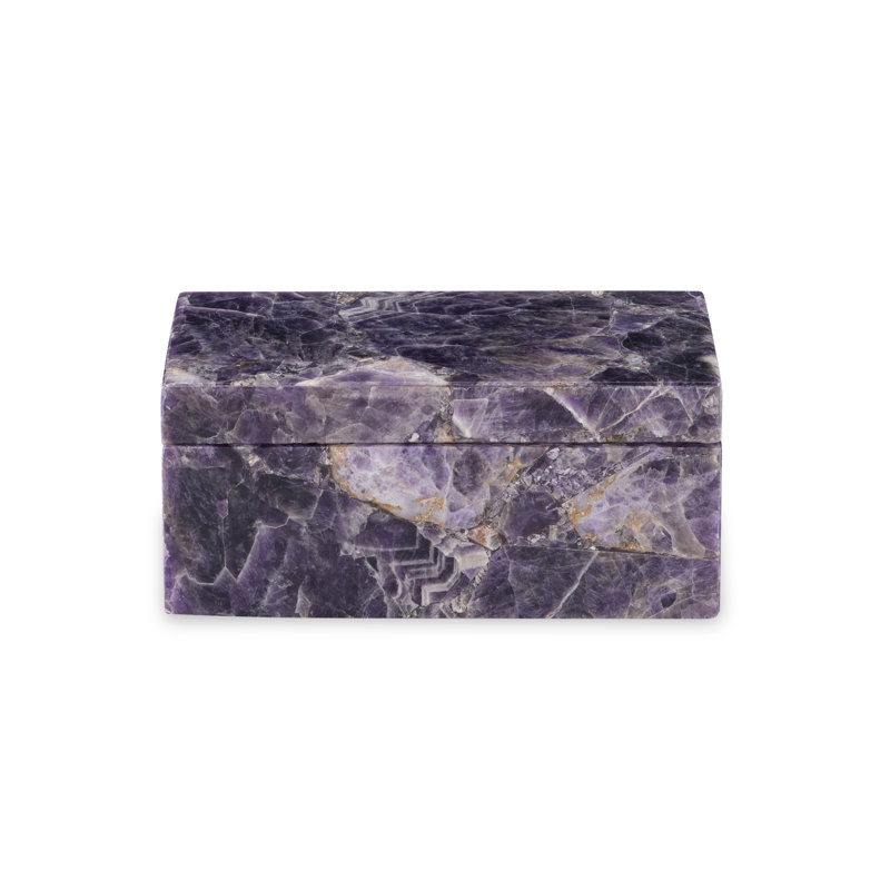 Handmade Amethyst Decorative Box, 4" H x 9" W x 5" D