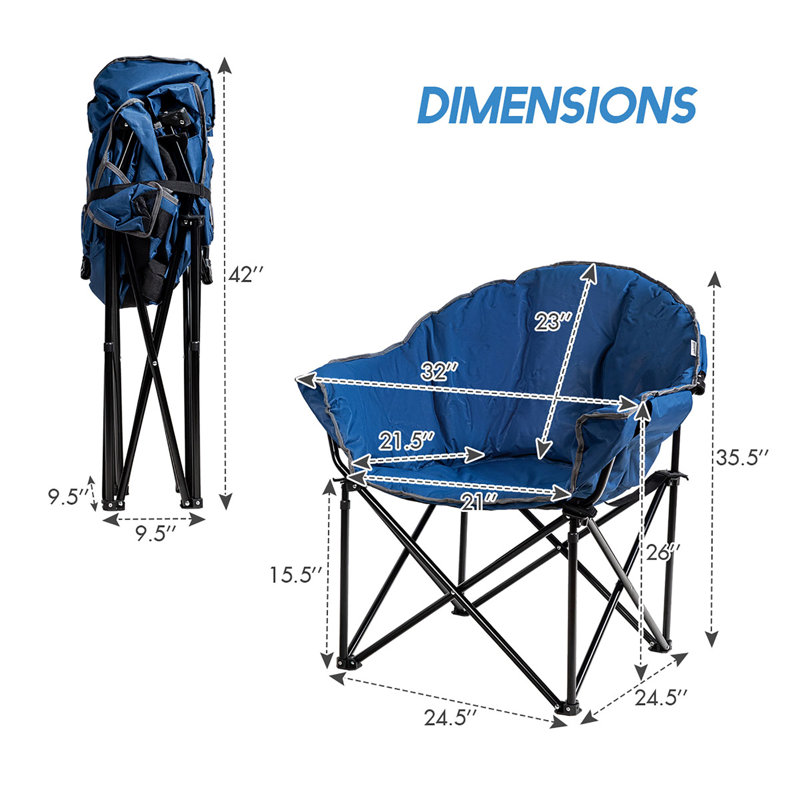 Chaise de camping pliante Iyauna, Bleu marine