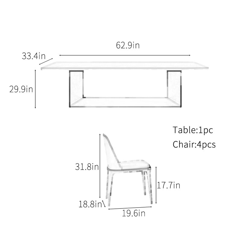 Lindgren, H 29,9 po x L 62,9 po x l 33,4 po
