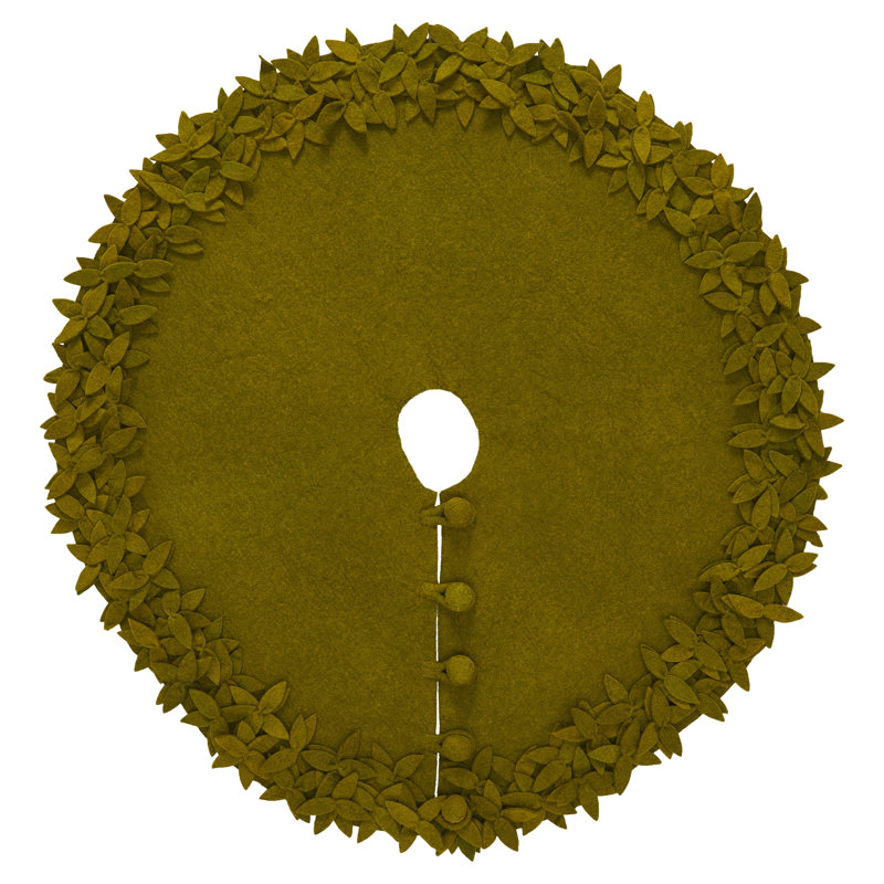 Overlapping Flowers Christmas Tree Skirt, Chartreuse, 64" W