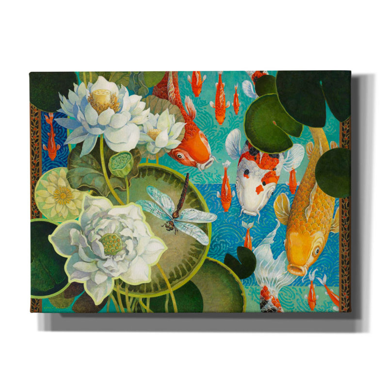 «Koi Pond» par David Galchutt, art mural sur toile, H 12 po x l 16 po x P 0,75 po