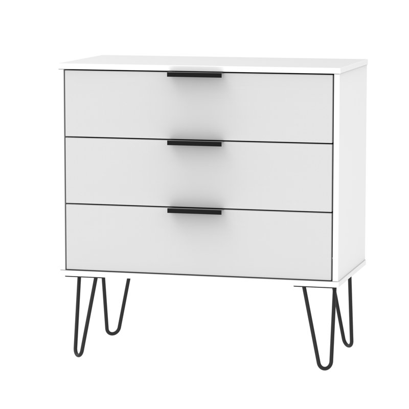 Fully Assembled Menifee 3 Drawer Chest, Grey Matt