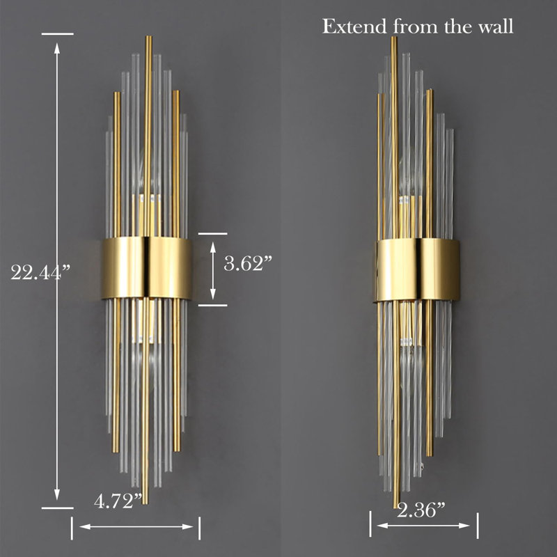 Ensemble de 2 lumières en titane brossé 2 lumières modernes en cristal transparent