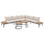 Véranda moderne avec coussins d'eau - Tables basses et coussins en bois beige pour patio