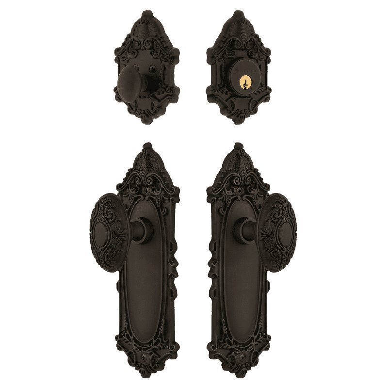 Nostalgic Warehouse Victorian Entry Set with Victorian Knob, Oil Rubbed Bronze, 2.75
