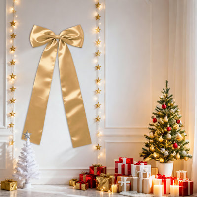 Décoration d'arbre de Noël en satin avec nœud de Noël, décoration d'arbre de Noël