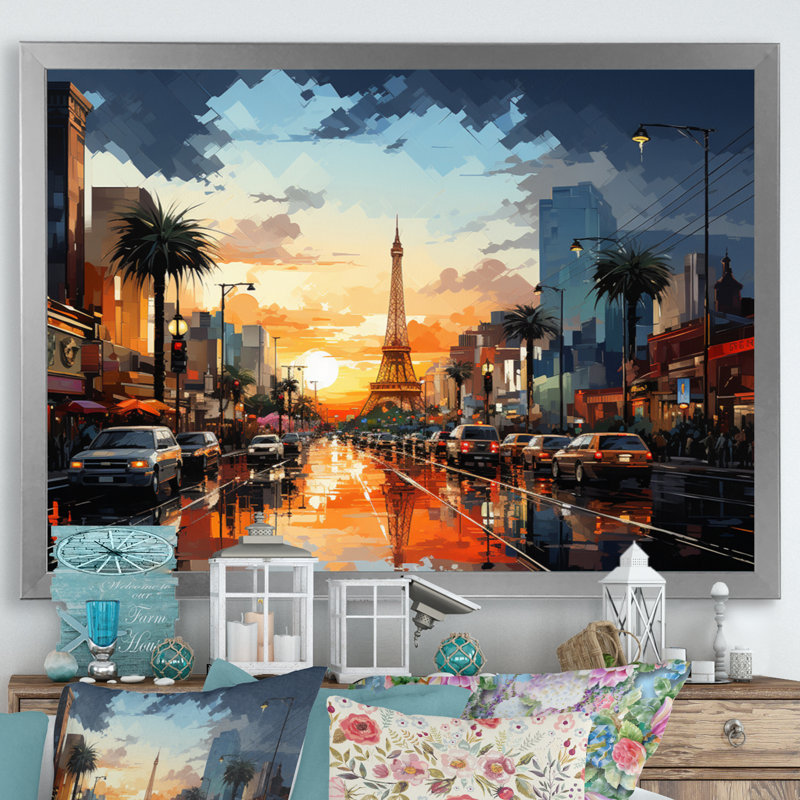 City Las Vegas In Futur II sur impression sur toile, H 30 po x l 40 po x P 1,5 po, Cadre simple argenté