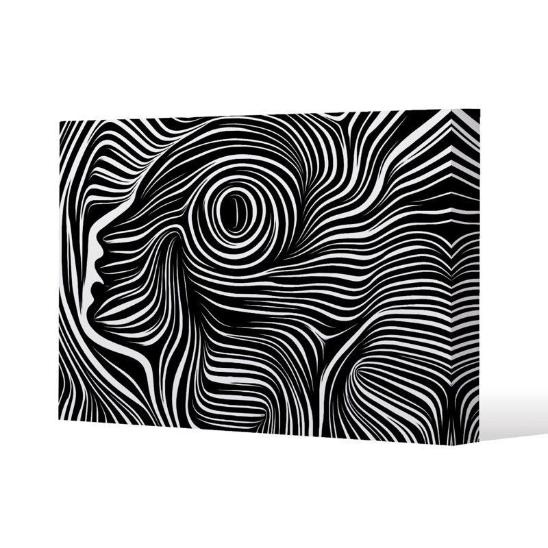 woodcut style on the subject of human soul Slim Style Canvas Print, 15mm Slim Real wood., 20 cm H x 30 cm W