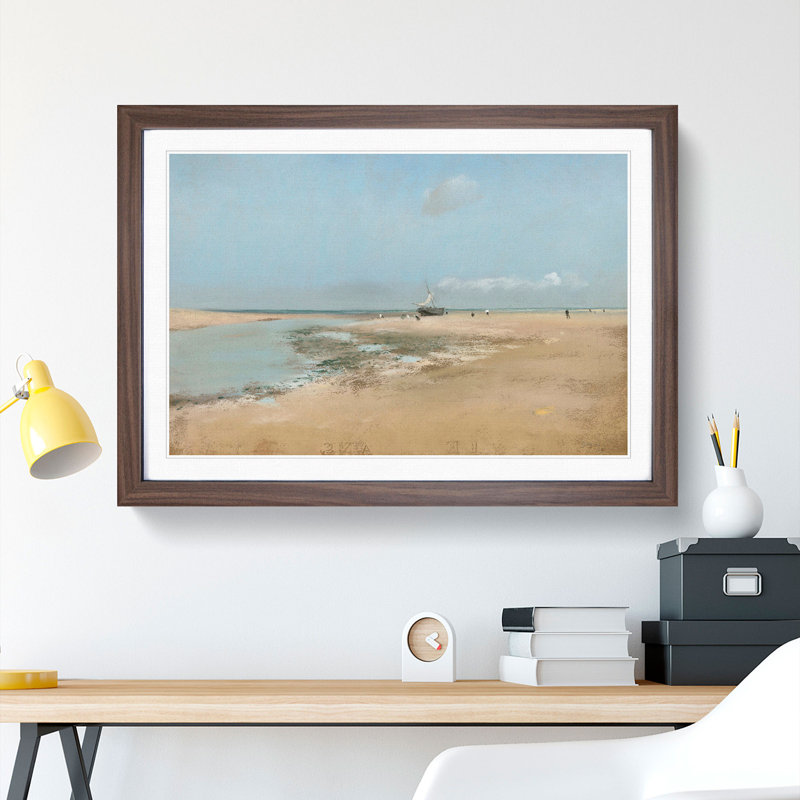 The Beach at Low Tide by Edgar Degas - Picture Frame Painting, Walnut Framed, 27cm H x 36cm W x 2cm D