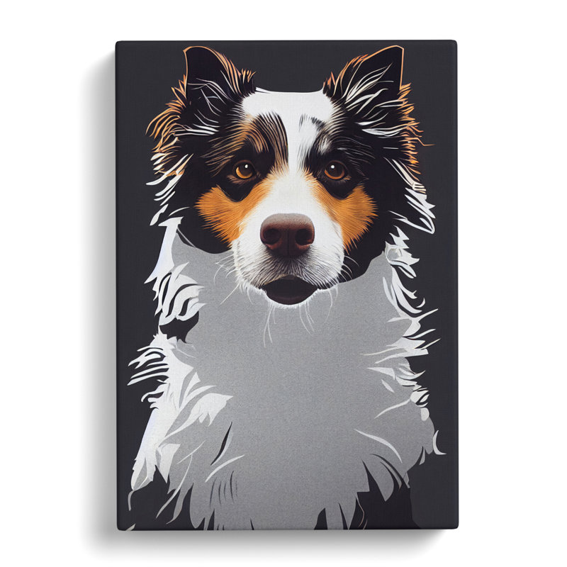 Holsworth Polygon Border Collie - Wrapped Canvas, 60cm H x 40cm W x 3cm D
