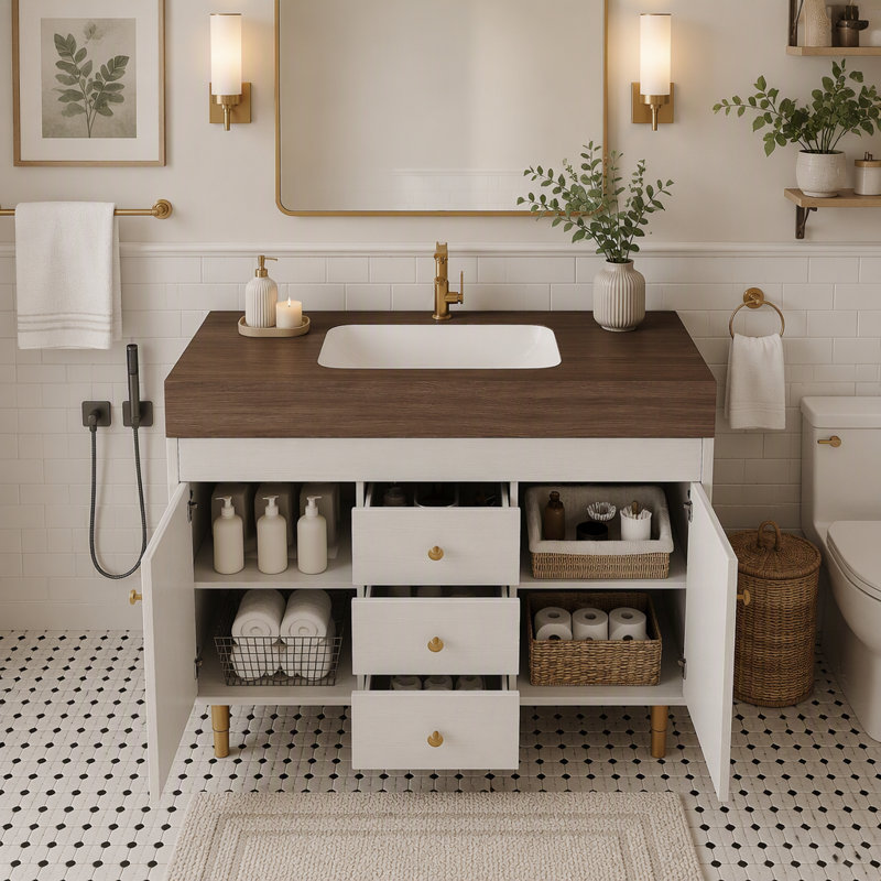 Freestanding Standard Free Standing Single Double Single Vanity Bathroom Vanity With Stone Top