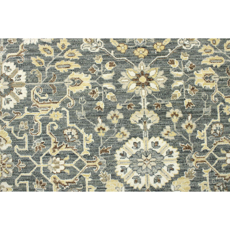 Wool Oriental Area Rug in Light Green/Beige/Gray, Rectangle 10' x 14'
