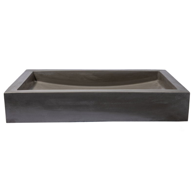 Eden Bath 15'' Concrete Rectangular Bathroom Sink, Dark Gray