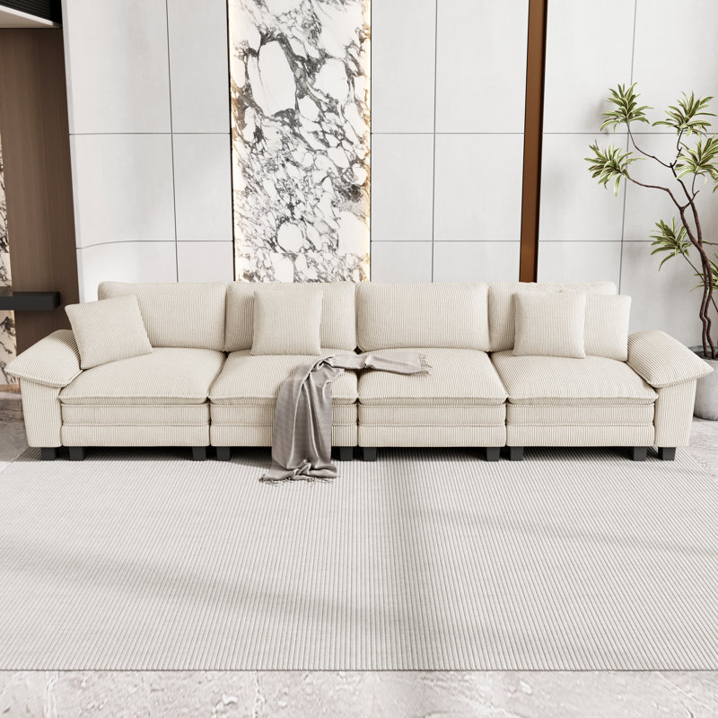 Canapé modulaire de 158 po, canapé Cloud Comfy pour le salon, canapé 4 places à assise profonde avec coussin décoratif, 4