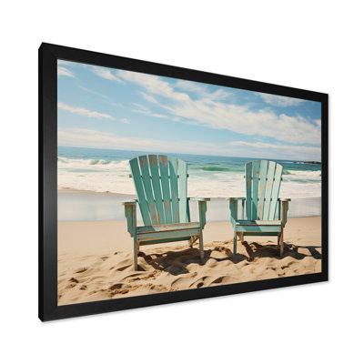 Chaises de plage bleu sarcelle I sur toile