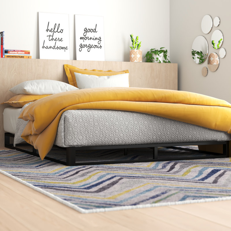 Galatia 6.3'' Low Profile Bed Frame with Wood Slats No Box Spring Needed, King