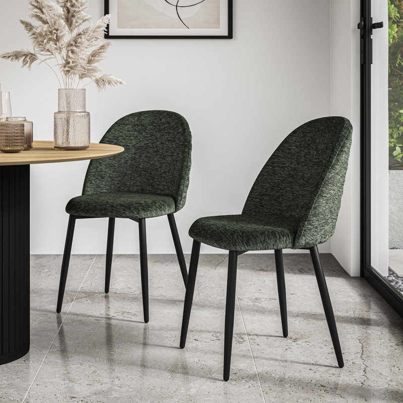 Velvet Upholstered Upholstered Back Side Chair, Green