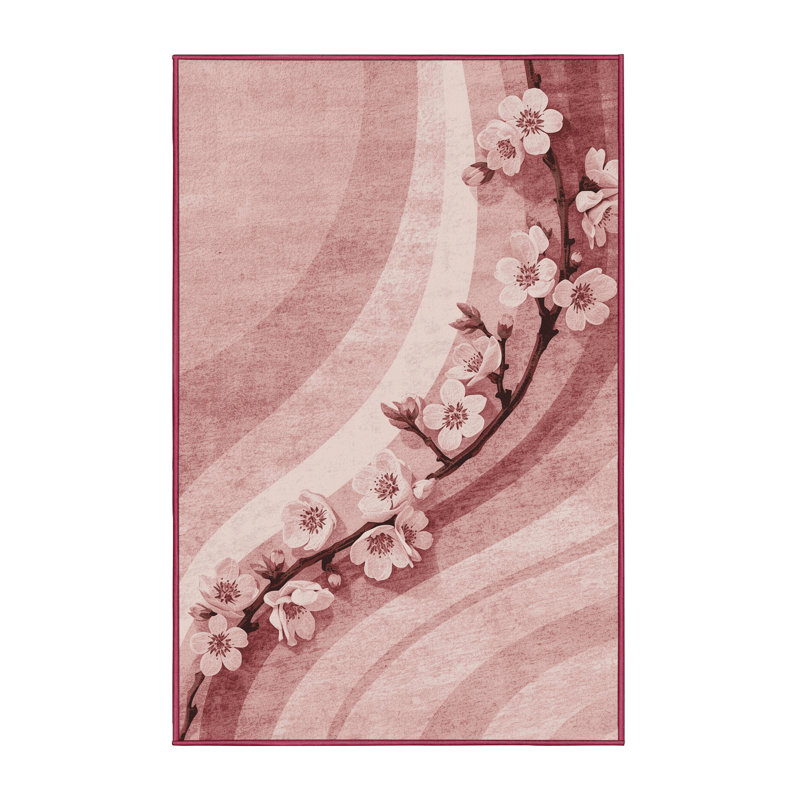 Soft Plush Everitt Easter Modern & Contemporary Abstract Area Rug in Pink – Rose Binding, 4x6