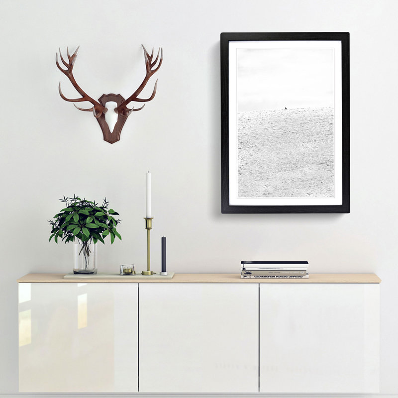 Hare at Wintertime - Framed Print, 65cm H x 48cm W x 2cm D, Black Framed