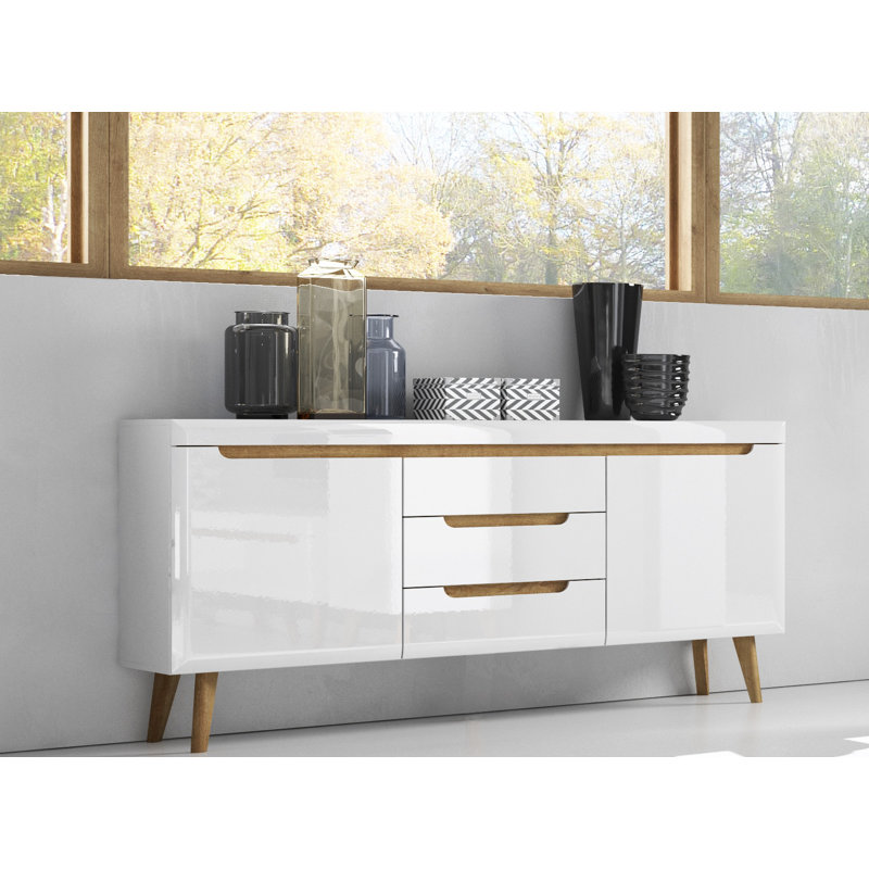Stevenage 160cm Sideboard, White/Natural