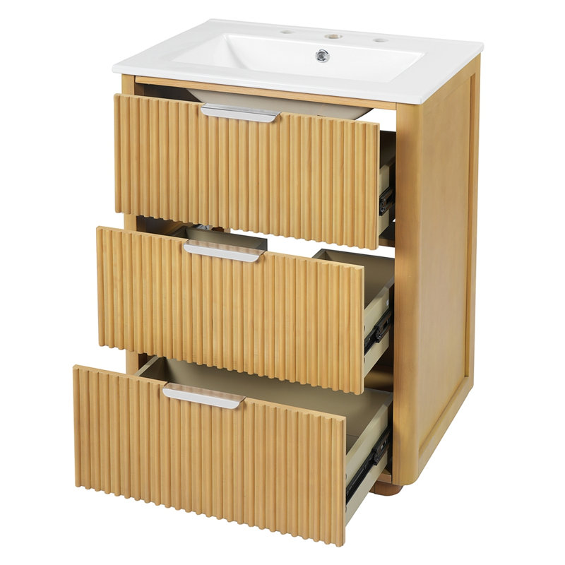 Meuble-lavabo moderne 24 po avec lavabo en céramique