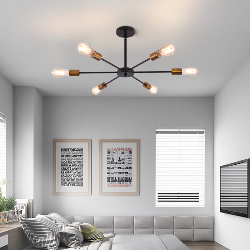 6 - Light Sputnik Chandelier, Black/Gold