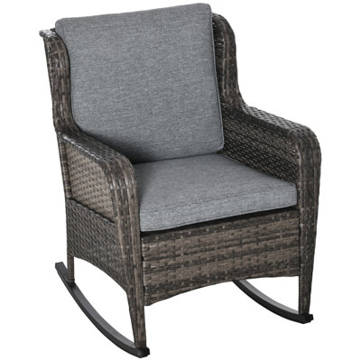 Outdoor Rocking Metal Chair with Cushions by Red Barrel Studio