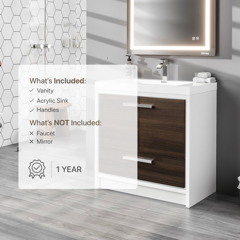 Ensemble de meuble-lavabo simple 24 po Beiler, Chêne gris
