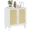 Buffet de cuisine Burce avec 2 portes en rotin et buffet avec tablette