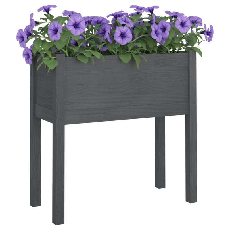 Wood Pot Planter, 27.6" H x 27.6" W x 12.2" D, Gray