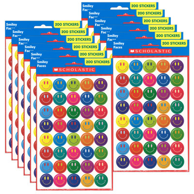 Autocollants visages souriants Scholastic Teaching Solutions, 200 par paquet, 12 paquets