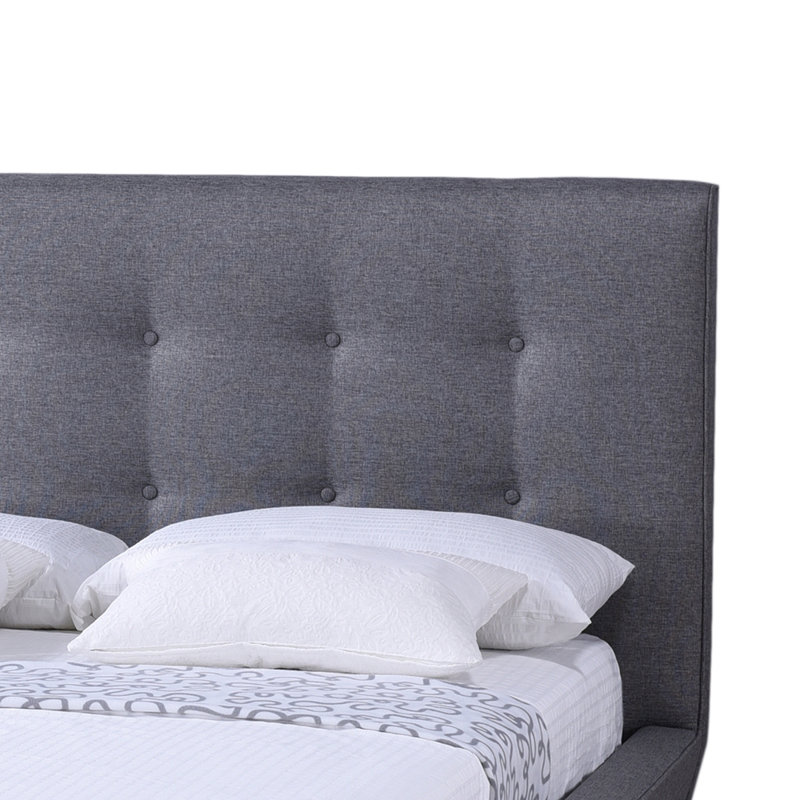 Lit plateforme tapissier Johnnell, gris, Grand