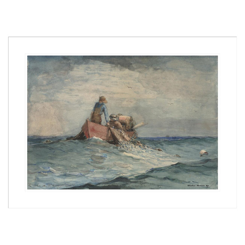«Hauling in the Nets» par Winslow Homer, impression giclée encadrée, H 22,63 po x l 29,5 po