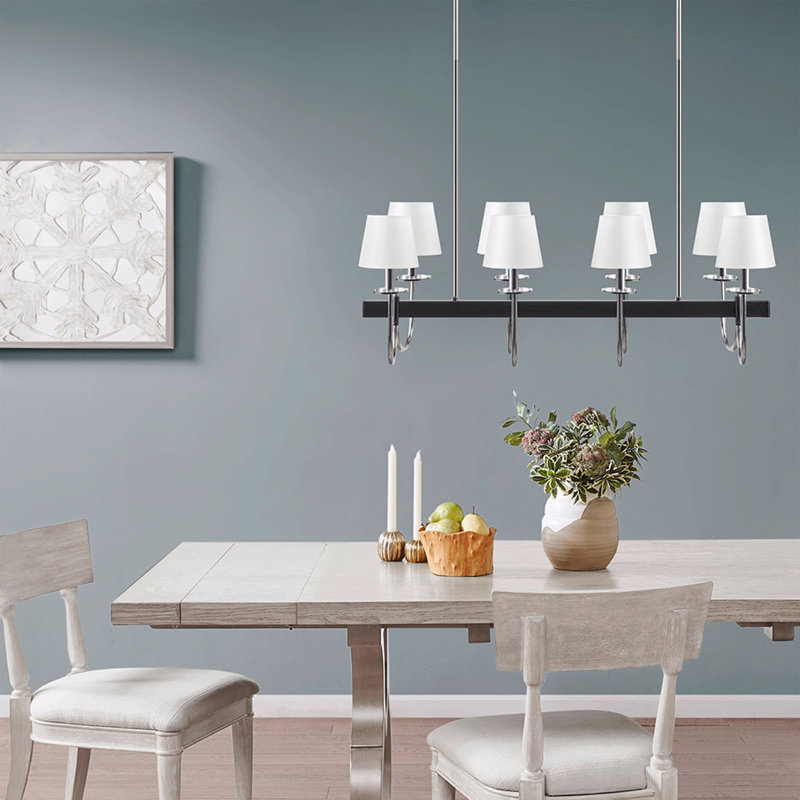 Lustre traditionnel 8 lumières avec abat-jour tambour