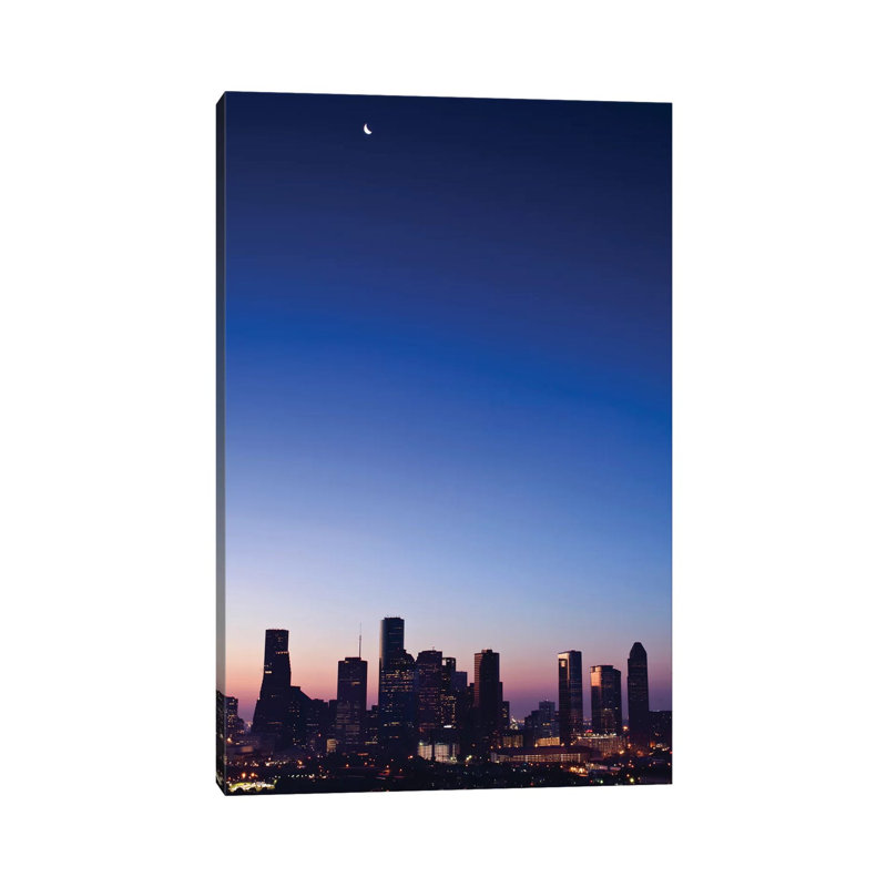 Texas, Crescent Moon Over Houston by Rob Tilley - Gallery-Wrapped Canvas Giclée on Canvas, Canvas, 20.32 cm H x 30.48 cm W