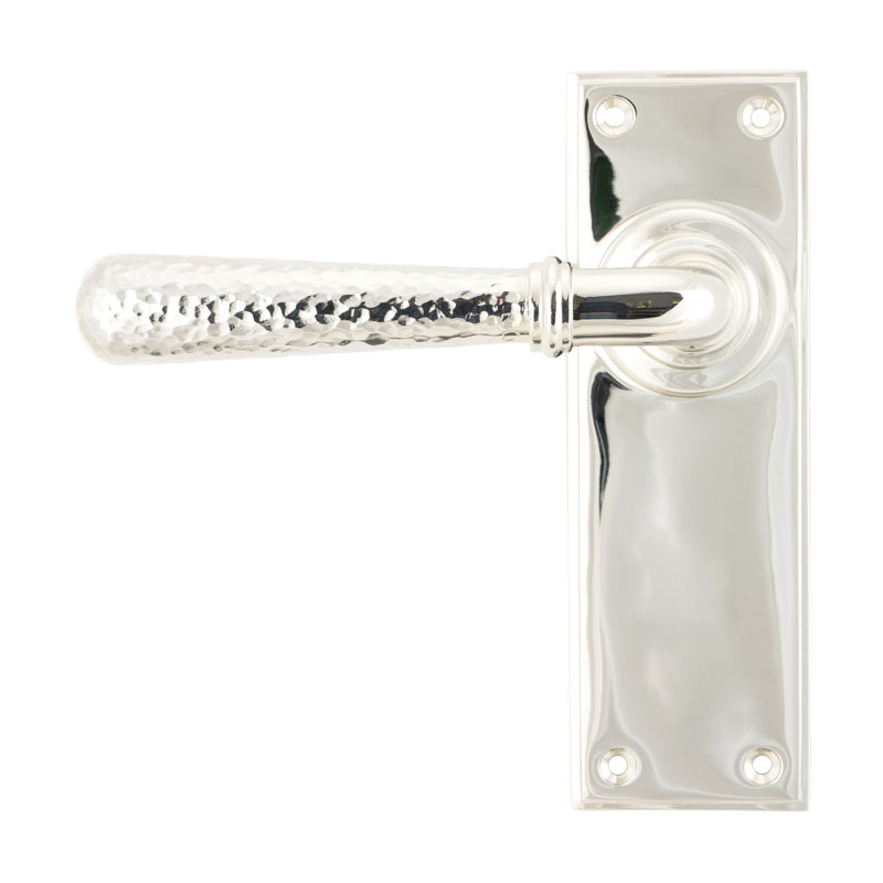 Hammered Newbury Lever Latch Set, Polished Nickel