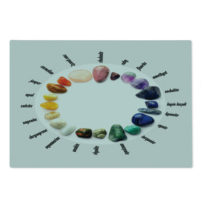 Ambesonne Stones Cutting Board Large Size Colorful Precious Rocks Name Multicolor