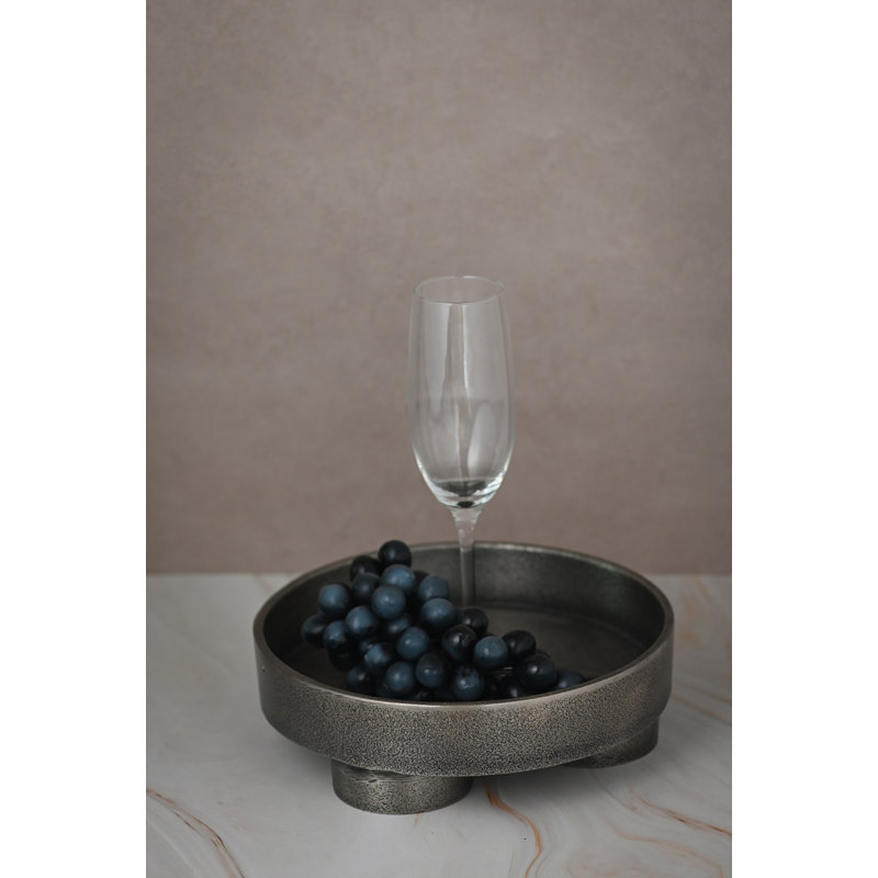 Plateau rond en aluminium gris Lg, L 9 po x P 9 po x H 3 po