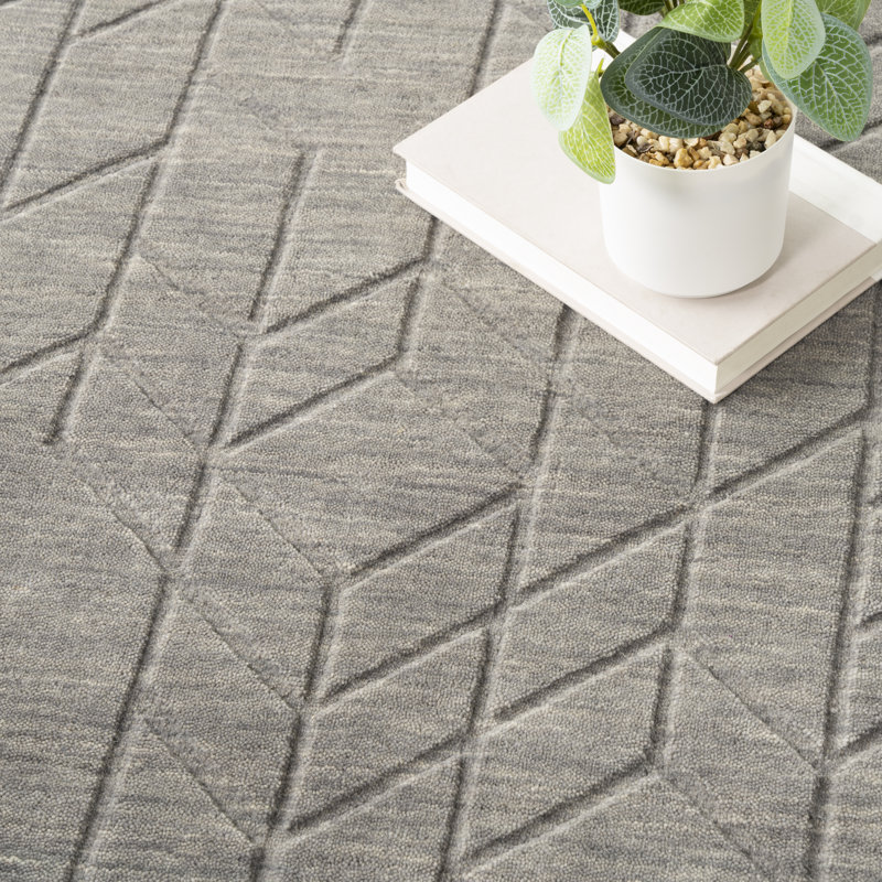 Mihira Geometric Wool Hand Woven Area Rug, Rectangle 236 x 297cm