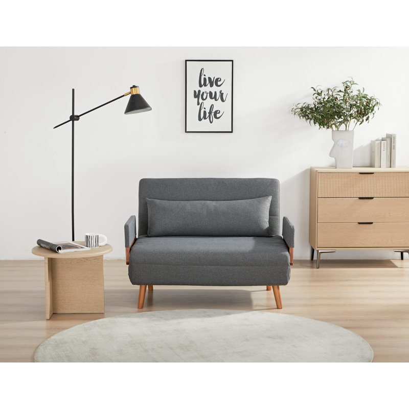 Convertible Folding Sofa Bed, Multi-Position Adjustable Floor Sofa, High-Density Foam Sleeper Chair, Gray