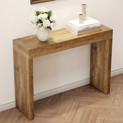 Natural Wood Grain 50 - Inch Bar Table, Smooth Finish, Adjustable Legs, Easy To Assemble Table Featuring Grain, Two Drawers, Drawer Movement, Stable Non Slip Stand