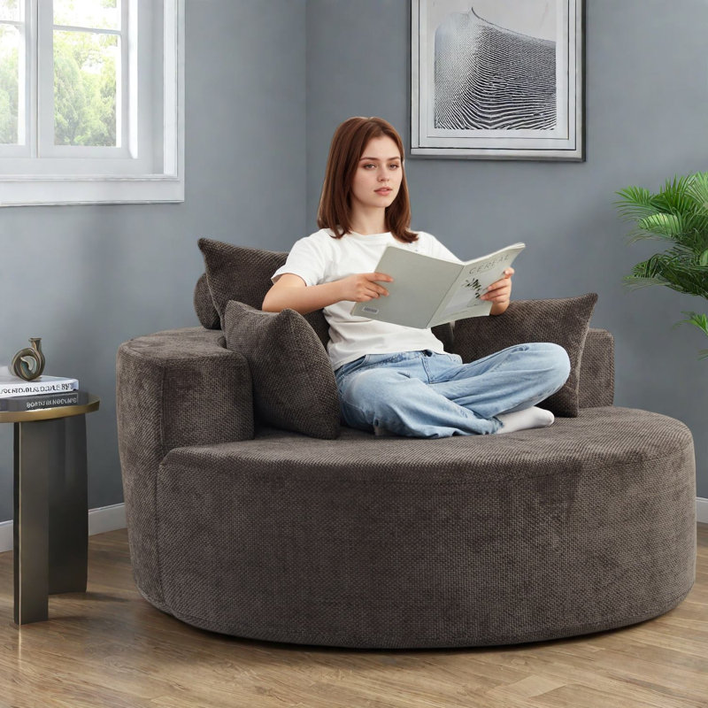 Pas de chaises d'appoint sans assemblage, méridienne moderne en chenille de 55 pouces pour la maison