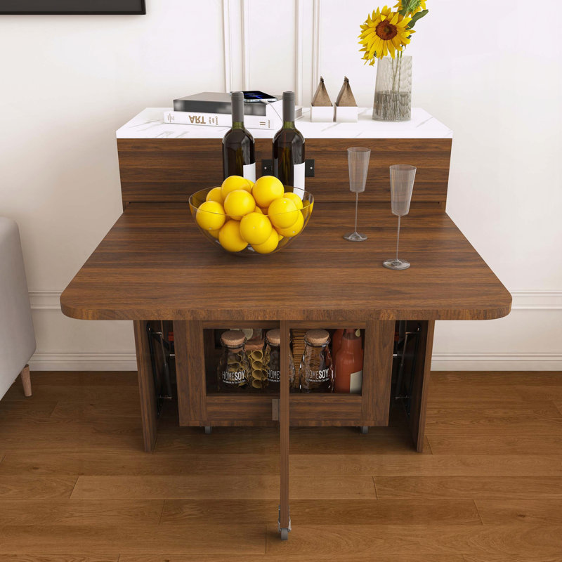 Table d'appoint pliable 3 en 1 avec 4 tablettes de rangement, table de salle à manger extensible de 41 pouces