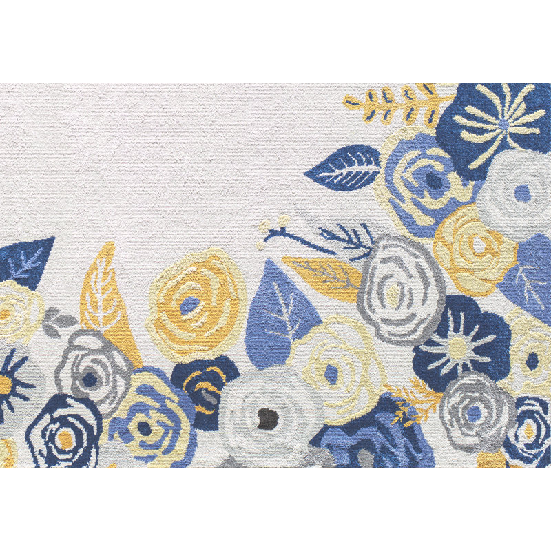 Tapis floral ivoire doré Valentina, Rectangle 9 pi x 12 pi