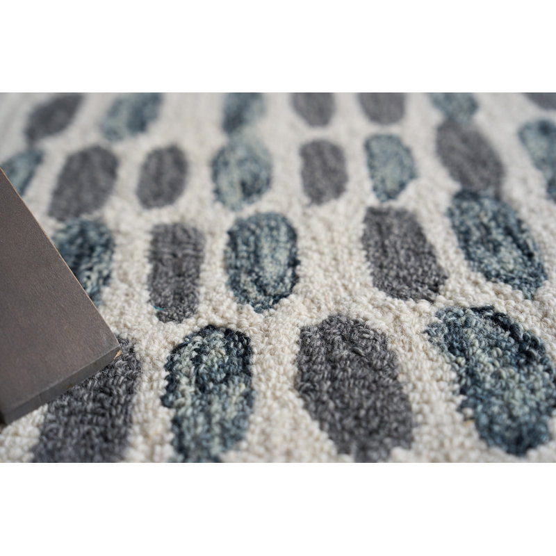 Ink Blot Wool Area Rug in Black/Gray, Rectangle 9' x 12'